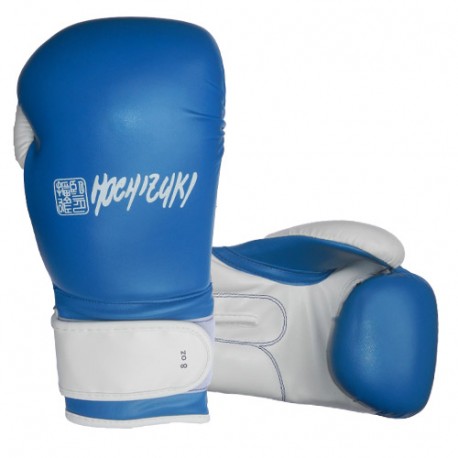 Gants de Yoseikan Budo, en PVC, taille 8 oz - Bleu/Blanc