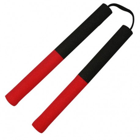 Nunchaku mousse, 30 cm, noir poignées rouges - Corde