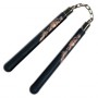 Nunchaku mousse dure, 30 cm, noir lisse avec dragon - Chaîne à rotule