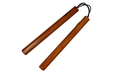 Nunchaku octogonal, 30 cm, chêne rouge vernis - Corde