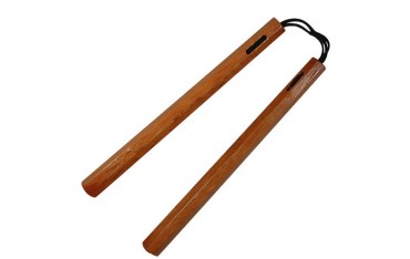 Nunchaku octogonal, 36 cm, chêne rouge vernis - Corde