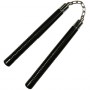 Nunchaku rond, poig. striées, 30 cm, noir - Chaîne à rotule