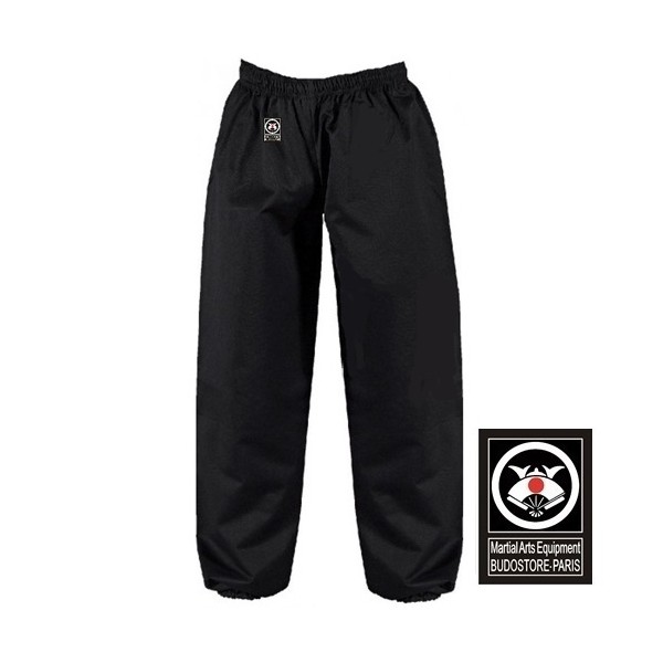 Pantalon KUNG-FU, TAI CHI, coton, élast. aux chevilles, T.120 - NOIR