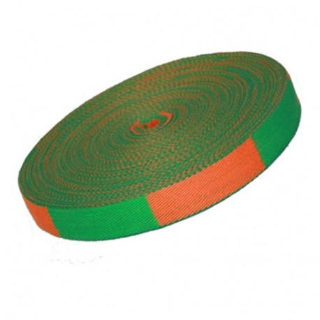 Ceinture sangle bicolore JUDO, rouleau 50 mètres - ORANGE/VERT