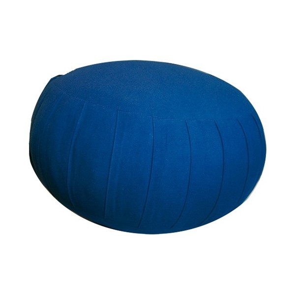Zafu GM, coussin méditation, coton & kapok, 34 x 25,5cm - Bleu Uni