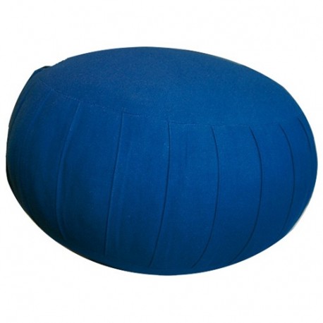 Zafu GM, coussin méditation, coton & kapok, 34 x 25,5cm - Bleu Uni