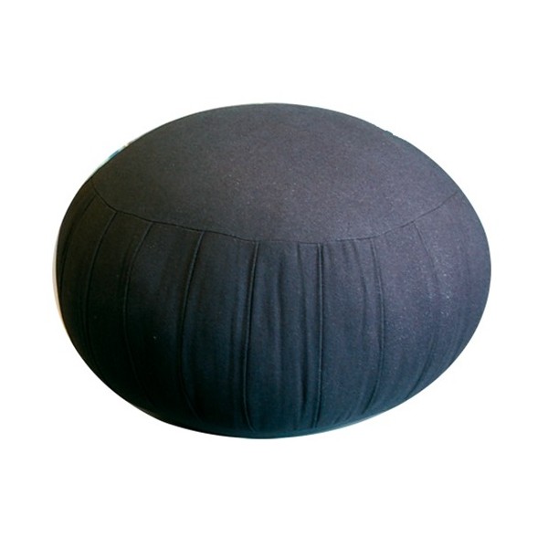 Zafu GM, coussin méditation, coton & kapok, 34 x 25,5cm - Noir Uni