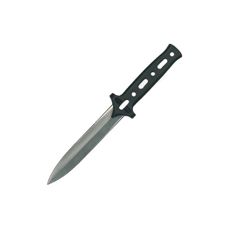 Couteau à lancer manche caoutchouc, 18 cm - Acier poli/manche noir -  BudoStore