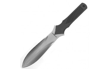 Couteau à lancer manche caoutchouc, 25 cm - Acier poli/manche noir