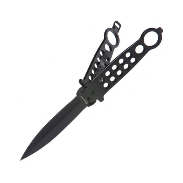 Couteau papillon "Balisong" MTECH (13 cm fermé, lame 10 cm) - Noir