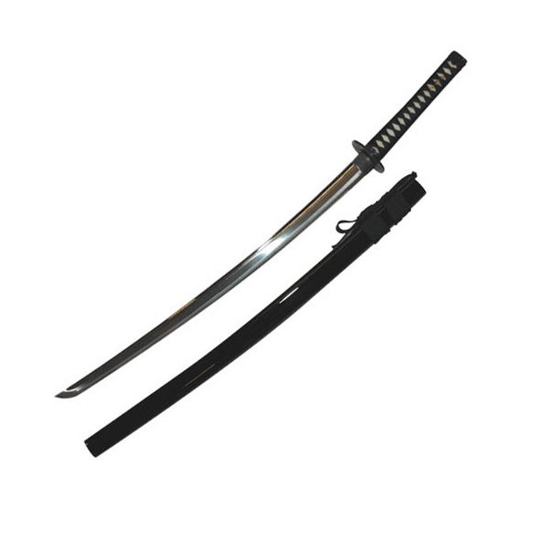 Iaito JAPON Standard T-3, lame à gorge 76 cm, fourreau laqué noir