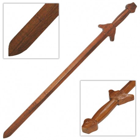 Epée chinoise chêne rouge 1 seul morceau, 74 cm
