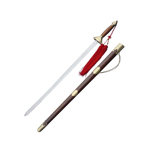 Epée chinoise semi-flexible, lame acier forgé 76 cm, four. bois exot.
