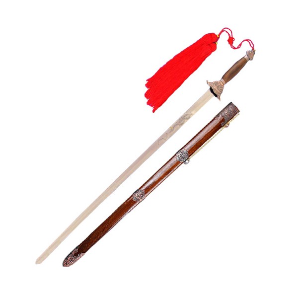 Epée chinoise semi-flexible, lame acier forgé 76 cm, four. bois exot.