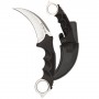 Karambit tranchant, acier, manche GRIP noir, lame 11 cm + étui cuir