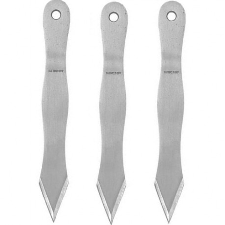 Lot de 3 couteaux à lancer "ondulations", 25.5 cm - Acier poli