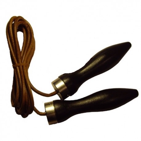 Corde à sauter en cuir, longueur 240 cm, poignées bois à roulements -  BudoStore