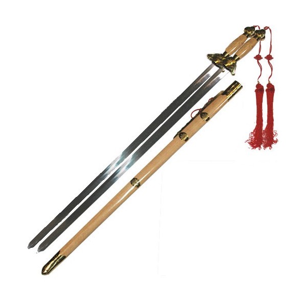 Epée chinoise double, lame métal 74 cm