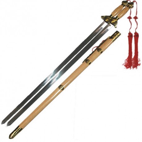 Epée chinoise double, lame métal 74 cm