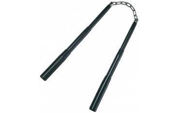 Nunchaku métal 28cm rétractable 11cm, NOIR + pochette - Chaîne à rotule