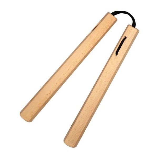 Nunchaku octogonal, 30 cm, chêne blanc vernis - Corde