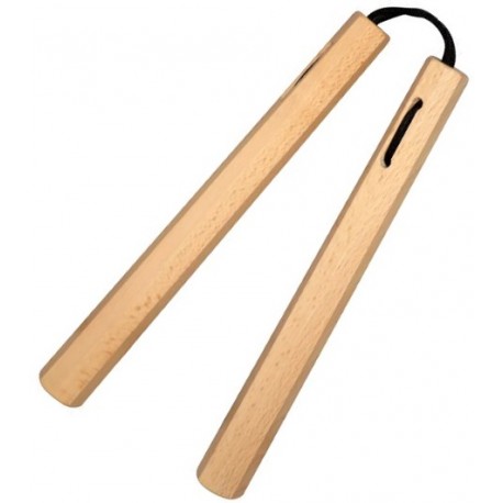 Nunchaku octogonal, 30 cm, chêne blanc vernis - Corde