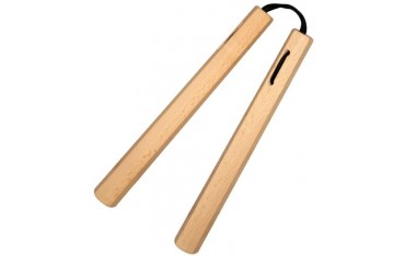 Nunchaku octogonal, 30 cm, chêne blanc vernis - Corde