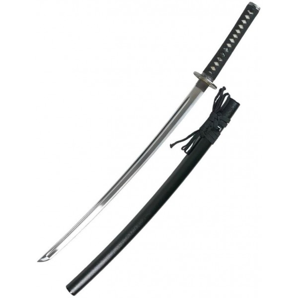 Iaito JAPON Ami Koshirae, lame à gorge 67,5 cm, fourreau noir grains