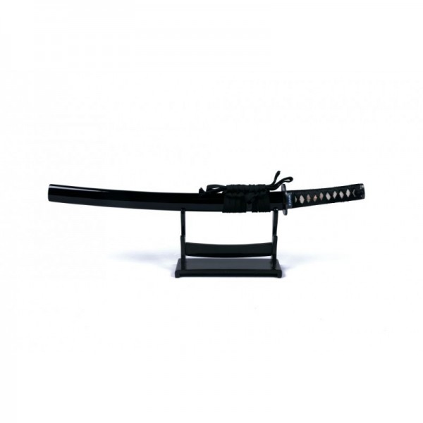 Wakizashi JAPON standard T-1, lame à gorge de 48 cm, fourreau laqué noir