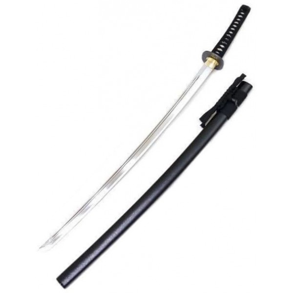 Iaito JAPON Tombo Koshirae, lame à gorge de 71 cm, fourreau noir à grains