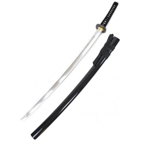 Iaito JAPON Tombo Koshirae, lame à gorge de 71cm, fourreau laqué noir