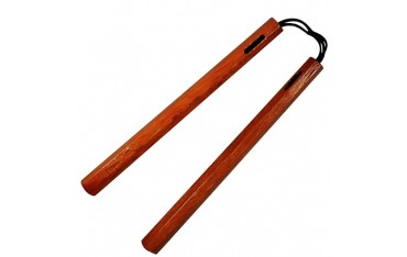 Nunchaku octogonal, 36 cm, hêtre rouge vernis - Corde