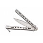 Couteau papillon "Balisong" (ronds, 13 cm fermé, lame 10 cm) - Chromé