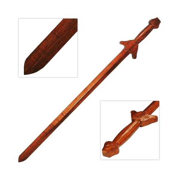 Epée chinoise hêtre rouge 1 seul morceau, 69 cm