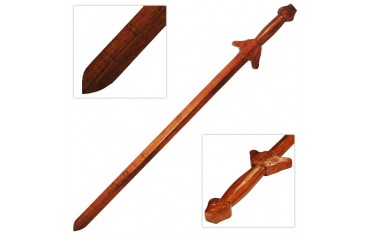 Epée chinoise hêtre rouge 1 seul morceau, 69 cm