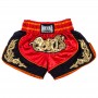 Short METAL BOXE de Boxe Thaï "LUMPINI" satiné, taille S - ROUGE, NOIR et OR