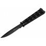 Couteau papillon "Balisong" (ovales, 13 cm fermé, lame 10 cm) - Noir