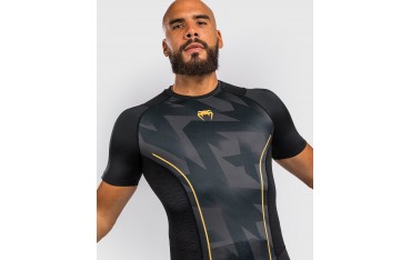 Rashguard VENUM RAZOR - Manches courtes, taille S - NOIR/GRIS/JAUNE