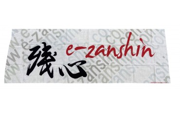 Tenugui, bandeau de tête 33x95cm, BLANC+ calligraphie ZANSHIN - Chine