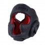 Casque intégral Pro ELION en cuir skintex, Sénior - NOIR MAT / ROUGE