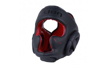 Casque intégral Pro ELION en cuir skintex, Sénior - NOIR MAT / ROUGE