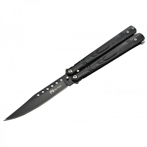 Couteau papillon "Balisong" (indien-12,5 cm fermé-lame 9,5cm) - Noir