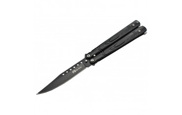 Couteau papillon "Balisong" (indien-12,5 cm fermé-lame 9,5cm) - Noir